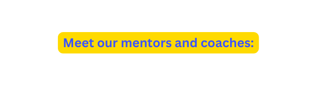 Meet our mentors and coaches